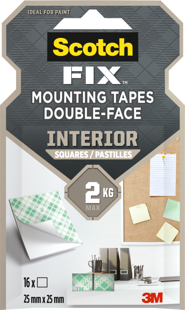 Kwadraty montażowe do wnętrz Scotch-Fix™  25 mm x 25 mm 16 pasków